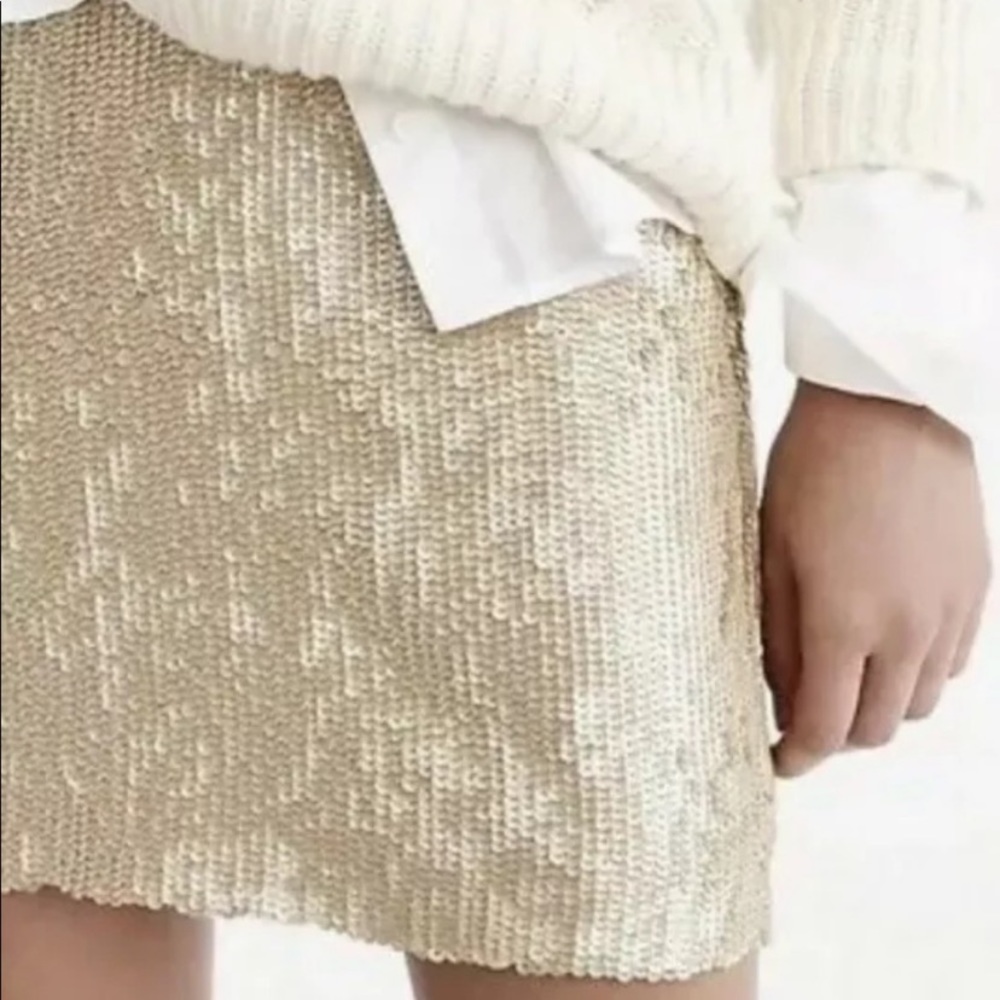 NWT J. Crew Champagne Sequin Mini Skirt Size 0